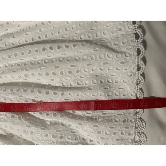 Vince Camuto Feminine White Ruffle Detail Cotton Eyelet Dress Cottage NWT Size 6 - Picture 12 of 12